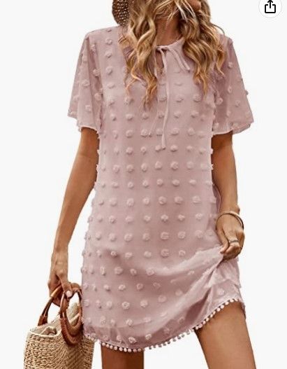 Photo 1 of Febriajuce Women's Summer Swiss Dot Mini Dress Short Sleeves -----size small 
