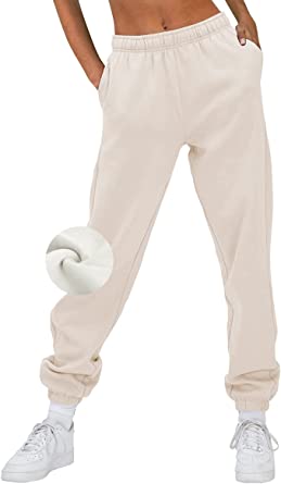 Photo 1 of AUTOMET Women’s Casual Baggy Fleece Sweatpants High Waisted Joggers Pants Athletic Lounge Trousers with Pockets--SIZE SMALL