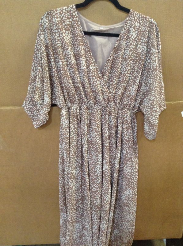 Photo 1 of BROWN AND WHITE FLORAL DRESS --SIZE MEDIUM