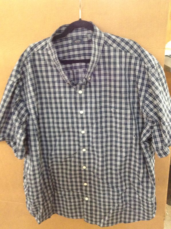 Photo 2 of ARROW USA 1851 Men's Big and Tall Hamilton Poplins Short Sleeve Button Down Plaid Shirt--4XL