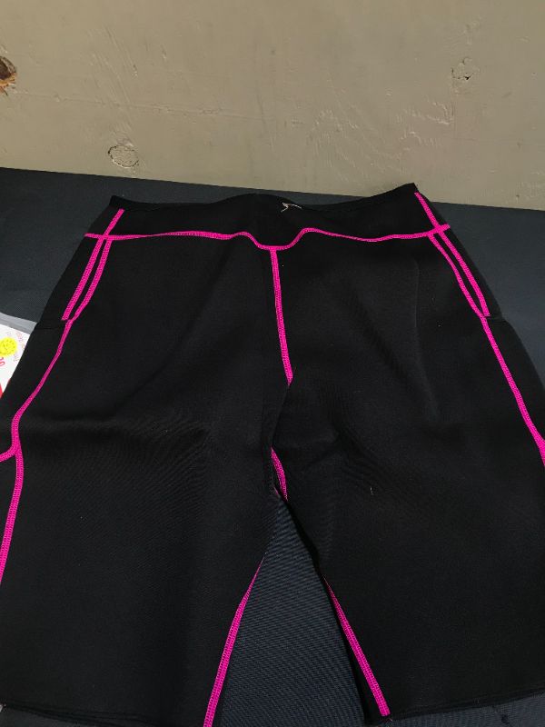 Photo 2 of WOMENS ALONG FIT SAUNA THIGHT LENGTH SHORTS  --- PINK AND BLACK 2 XL 