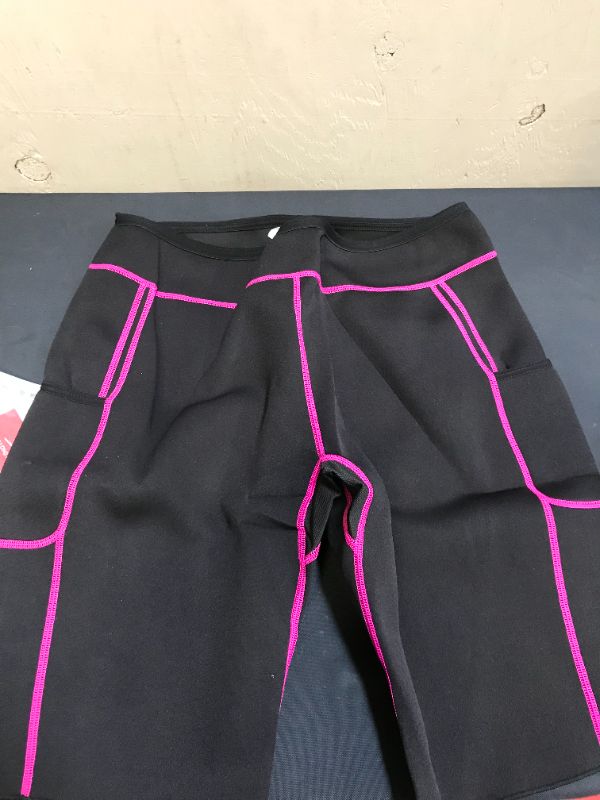 Photo 1 of WOMENS ALONG FIT SAUNA THIGHT LENGTH SHORTS  --- PINK AND BLACK 2 XL 