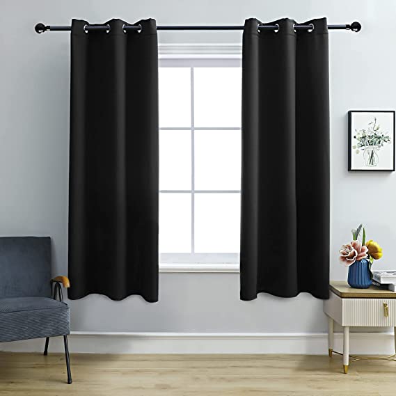 Photo 1 of ASODRILL Blackout Curtains & Drapes Thermal Insulated with Grommet Darkening Window Curtains for Bedroom/ Living Room (Black, 42''X 63'', 2 Panels)
