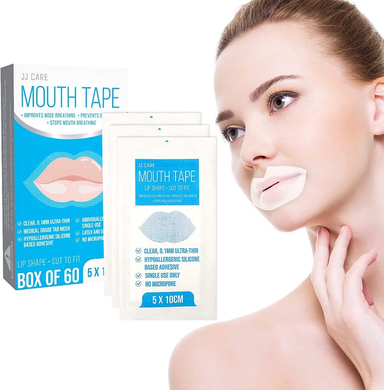 Photo 1 of JJ CARE [Box of 60] Mouth Tape for Sleeping, Sleep Tape Snore Strips, Mouth Tape for Snoring, Lip Tape for Sleep, Mouth Breathing Tape to Improve Sleep 100% Gentle & Safe
--- factory sealed ---- 
