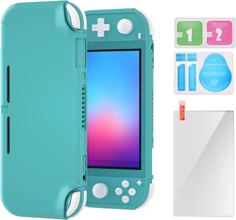 Photo 1 of ECHZOVE TPU Case Compatible with Switch Lite, Protective Case Compatible with Switch Lite with Tempered Glass Screen Protector - Turquoise
--- factory sealed ---- 
