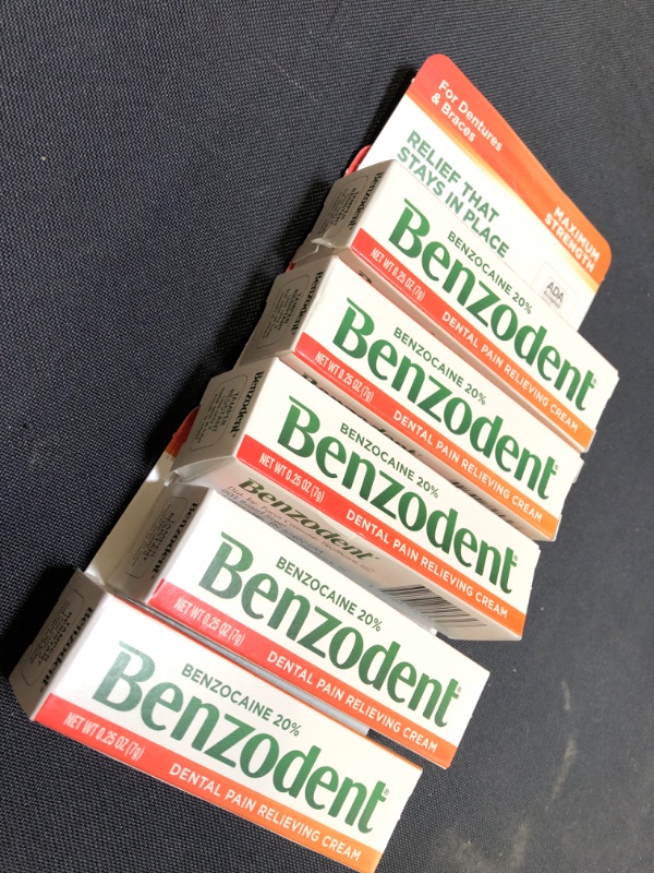 Photo 2 of Benzodent Denture Pain Relieving Cream - 0.25 oz -- 5 pack -- bb 04 2024