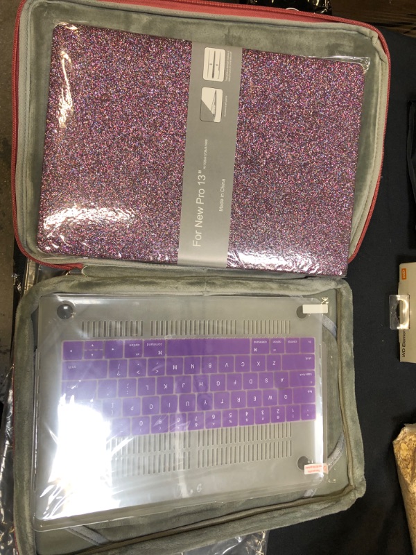 Photo 2 of KECC Compatible with MacBook Pro 13 inch Case A2159 A1989 A1706 A1708 Touch Bar Plastic Hard Shell + Keyboard Cover + Sleeve Bag+ Screen Protector + Webcam Cover (Purple Sparkling)
--- factory sealed ---- 
