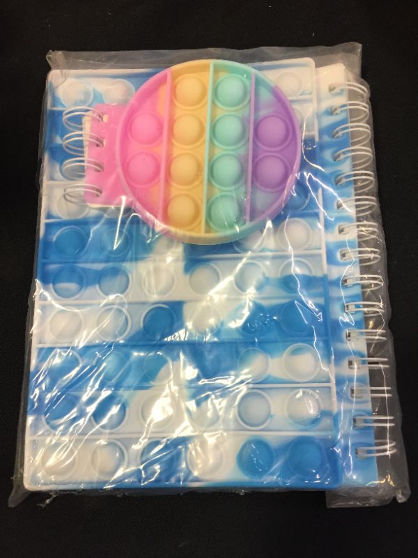 Photo 2 of 2 Pack Push It Large Bubble Spiral Notebook Sensory Pastel Pop Practical Notepad Popper Dimple Ruled Paper Fidget Workbook Gift Kids School Tie-Dye Blue
