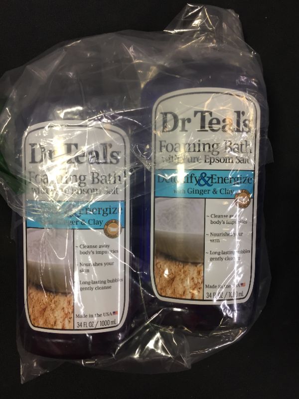 Photo 2 of Dr Teal's Foaming Bath with Pure Epsom Salt, Detoxify & Energize with Ginger & Clay, 34 Ounces
2 PCS