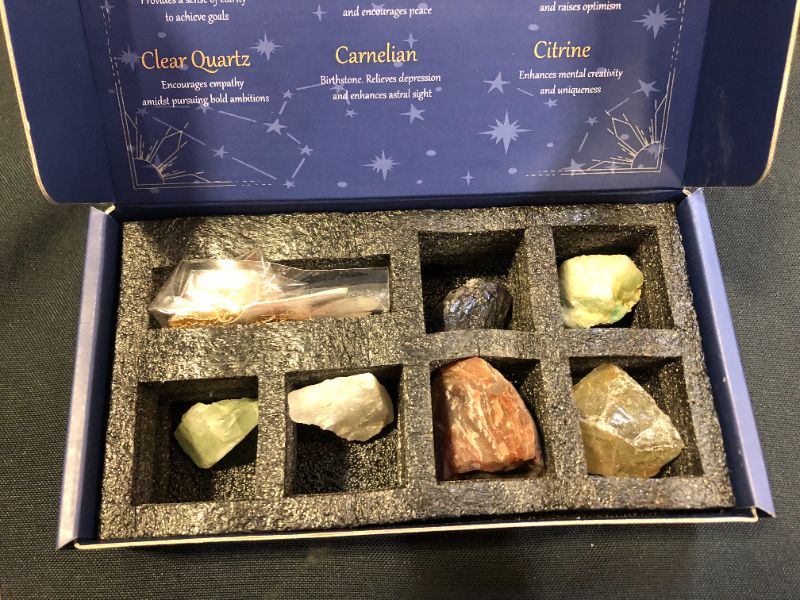 Photo 1 of zodiac sing crystal gift set healing stones for horoscope and constellation with crystal necklace Aries 