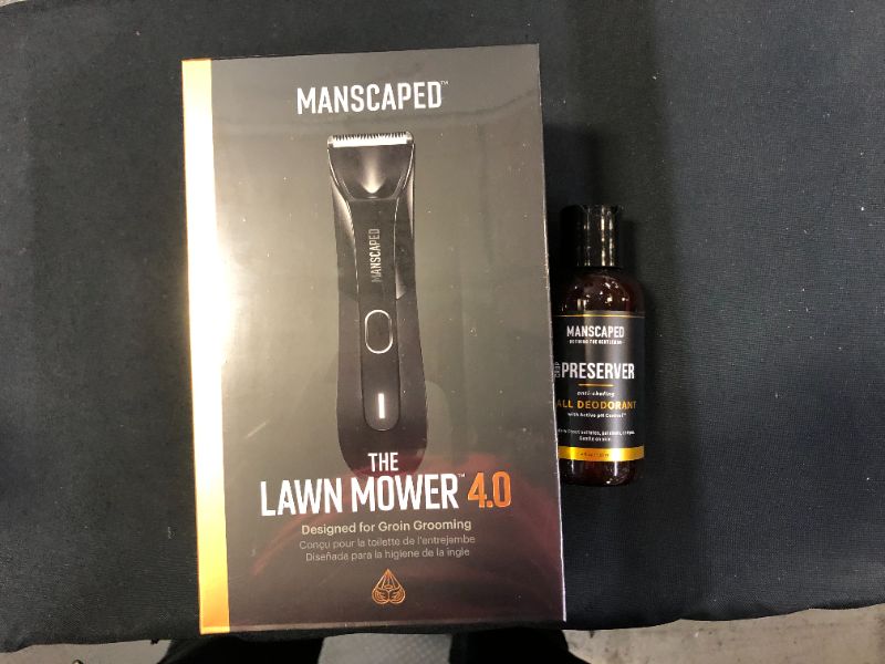 Photo 2 of MANSCAPED™ Nuts and Bolts 4.0, Men's Grooming Kit, Includes The Lawn Mower™ 4.0 Ergonomically Designed Powerful Waterproof Trimmer, The Crop Preserver™ Ball Deodorant and Disposable Shaving Mats
