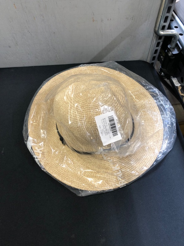 Photo 2 of FURTALK Womens Wide Brim Sun Hat with Wind Lanyard UPF Summer Straw Sun Hats for Women, Mixed Beige, Medium