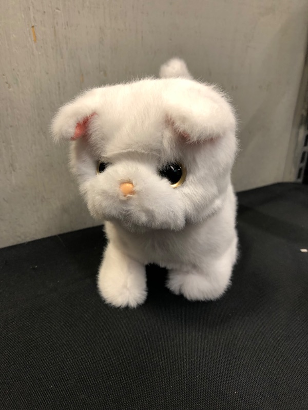 Photo 3 of HollyHOME Persian Cat Stuffed Animal Electronic Interactive Toy Walking, Running, Meowing and Wagging Tail White Kitten 7 Inches Gifts for Kids
