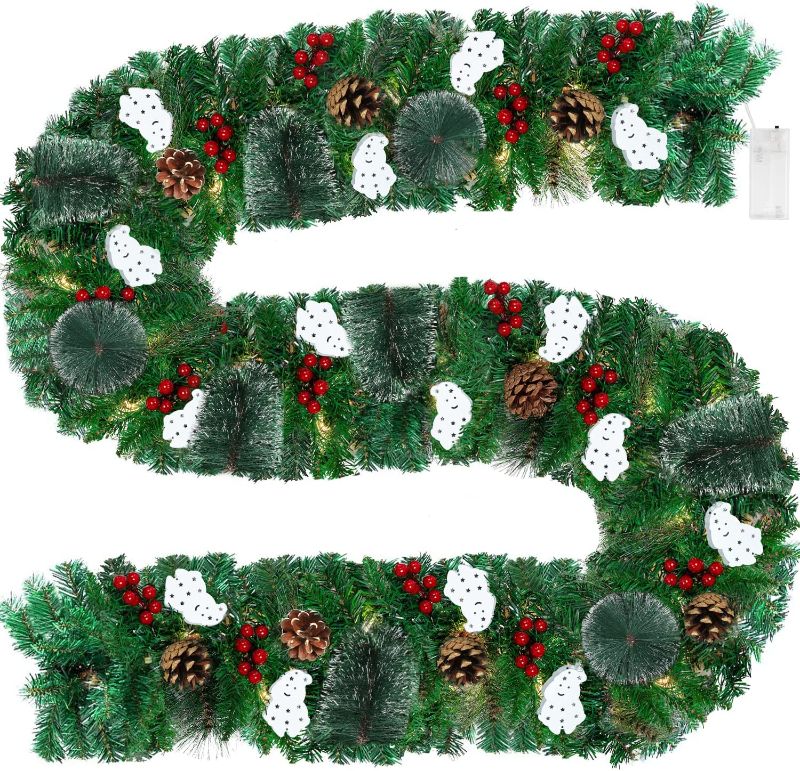 Photo 1 of Christmas Garland with Lights Christmas Decorations, 71 Inch Lighted Garland Christmas Decoration, Pre-lit Garland with Snowman LED, Christmas Ornament for Fireplace, Stair, Railing, Xmas Deco Indoor
FACTORY SEALED