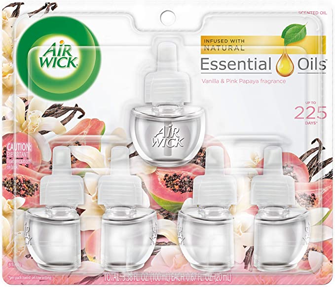 Photo 1 of Air Wick Plug in Scented Oil, 5 Refills, Vanilla & Pink Papaya, (5x0.67oz), Essential Oils, Air Freshener