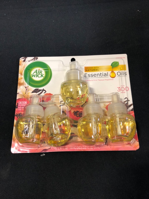 Photo 2 of Air Wick Plug in Scented Oil, 5 Refills, Vanilla & Pink Papaya, (5x0.67oz), Essential Oils, Air Freshener
