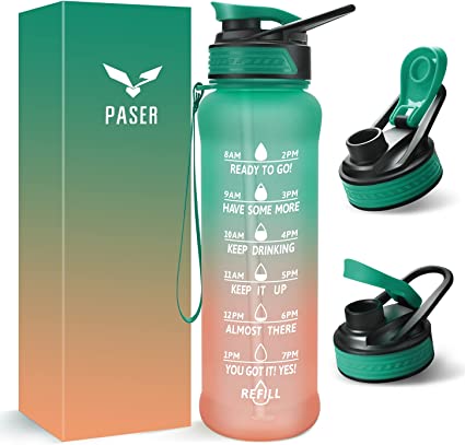 Photo 1 of 
PASER 24 oz Motivational Water Bottle with Time to Drink, Removable Straw & Time Marker, Tritan BPA-Free, Flip Lid Fast Flow & Leak Proof Water Jug for School, Office, Fitness, Outdoor Sports…
