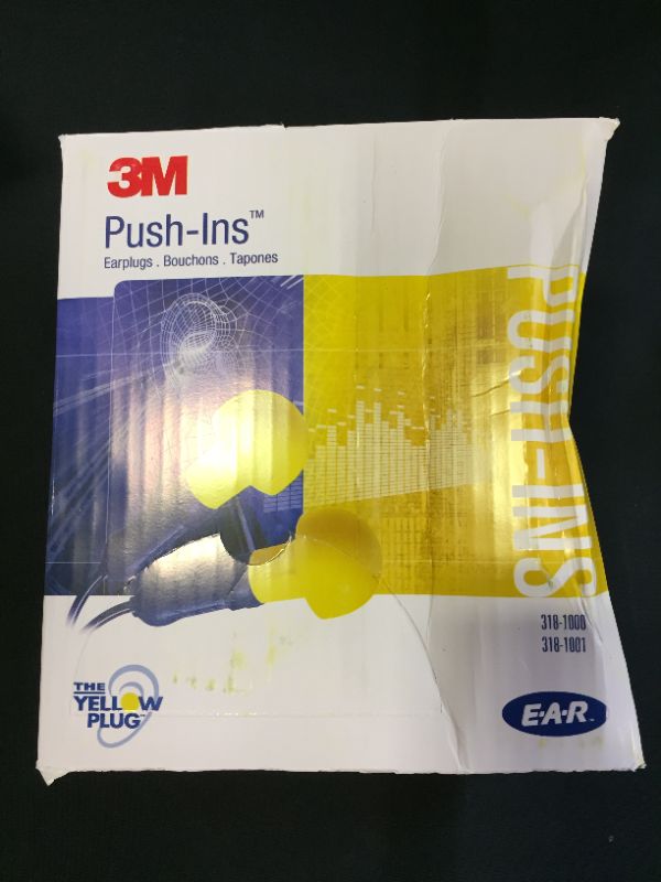 Photo 2 of 3M E-A-R Push-Ins Earplugs 318-1000, 28.0 dBs, 100 Pair, ANSI, Uncorded, No Roll, Push to Fit, Poly Bag
