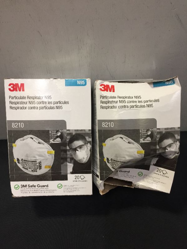 Photo 2 of 3M Personal Protective Equipment 8210 Particulate Respirator, N95, Pack of 20 Disposable Respirator, Two-Strap Cup Style Design, Lightweight with Cushioning Nose Foam, NIOSH Approved (2 PACK)
