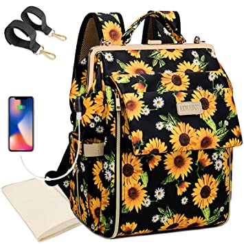 Photo 1 of Backpack Diaper Bag, HomerChoice Sunflower Diaper Bag Backpack Waterproof Travel Diaper Bags Baby Boy Girl Nappy Bags
