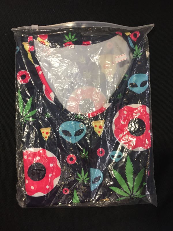 Photo 3 of WOMENS U NECK ONE PIECE BODYSUIT  SLEEVE ALLIEN   PIZZA DOUGHNUT WEED -- SMALL