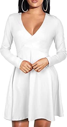 Photo 1 of Aoysky Women Long Sleeve Deep V Neck Dress Vintage Bodycon Cocktail Dresses Prom Dress size XXL

