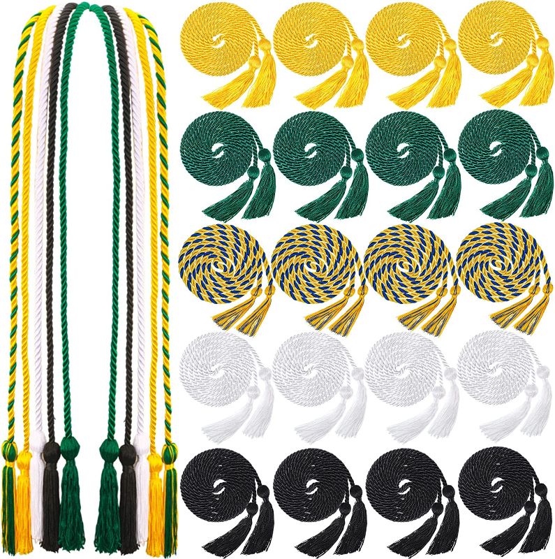 Photo 1 of 20 Pcs Graduation Cords Graduation Tassel Honor Cords 2022 Graduation Braided Polyester Yarn Honor Cord Handfasting Cord for Graduation Students (Green, Gold, Black, White, Green and Gold)
