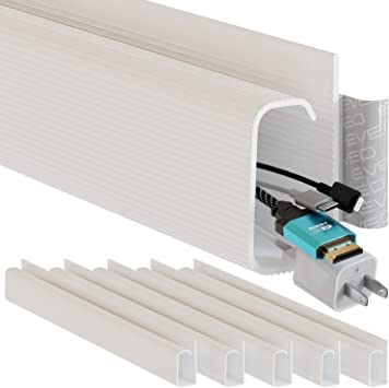 Photo 1 of EVEO Cable Management 96'' J Channel- 6 Pack Cord Cover- Cable Raceway- Cable Management Under Desk with Adhesive Stripe Built-in 6 X 16in- Easy to Install Desk Cord Organizer- Cable Raceway, White *Box is slightly damaged
