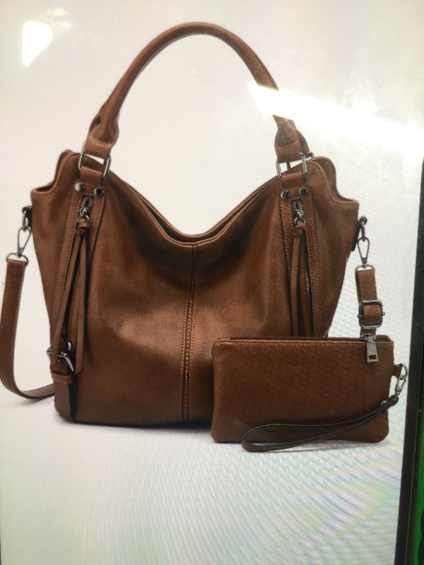 Photo 1 of TOTE BAG FOR WOMEN PU LEATHER SHOULDER BAG WITH ADJUSTABLE SHOULDER STRAP BROWN