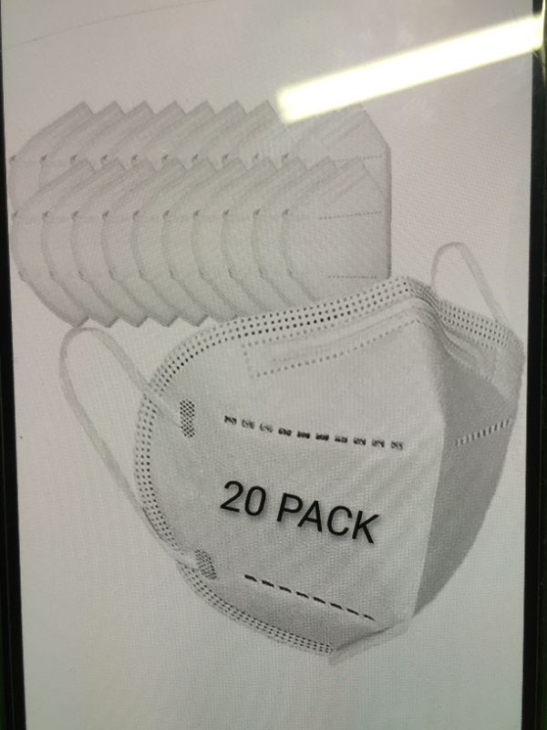 Photo 1 of 5 PLY DISPOSABLE PROTECTIVE FACE MASKS 20 PCK 3D FOLDABLE KN95 20 CT - 2 PCK WHITE