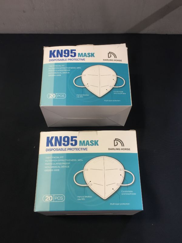 Photo 2 of 5 PLY DISPOSABLE PROTECTIVE FACE MASKS 20 PCK 3D FOLDABLE KN95 20 CT - 2 PCK WHITE