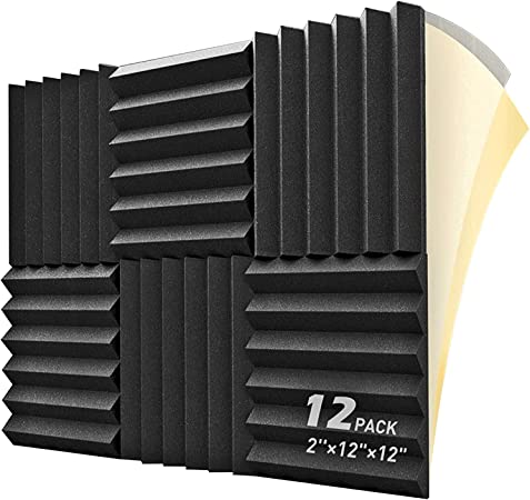 Photo 1 of Acoustic Foam Panels - 12 Packs of Self Adhesive Sound Proof Foam Panels, 2 x 12 x 12 Inch Thick Studio Foam Acoustic Panels Sound Absorbing
