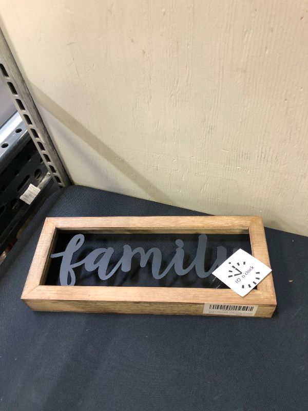 Photo 2 of 10 o'clock Family - 12" X 5.1" Wooden Signs Wall Decor Metal and Wood Framed Sign Modern Farmhouse Wall Hanging Art Family Sign Home Decor
