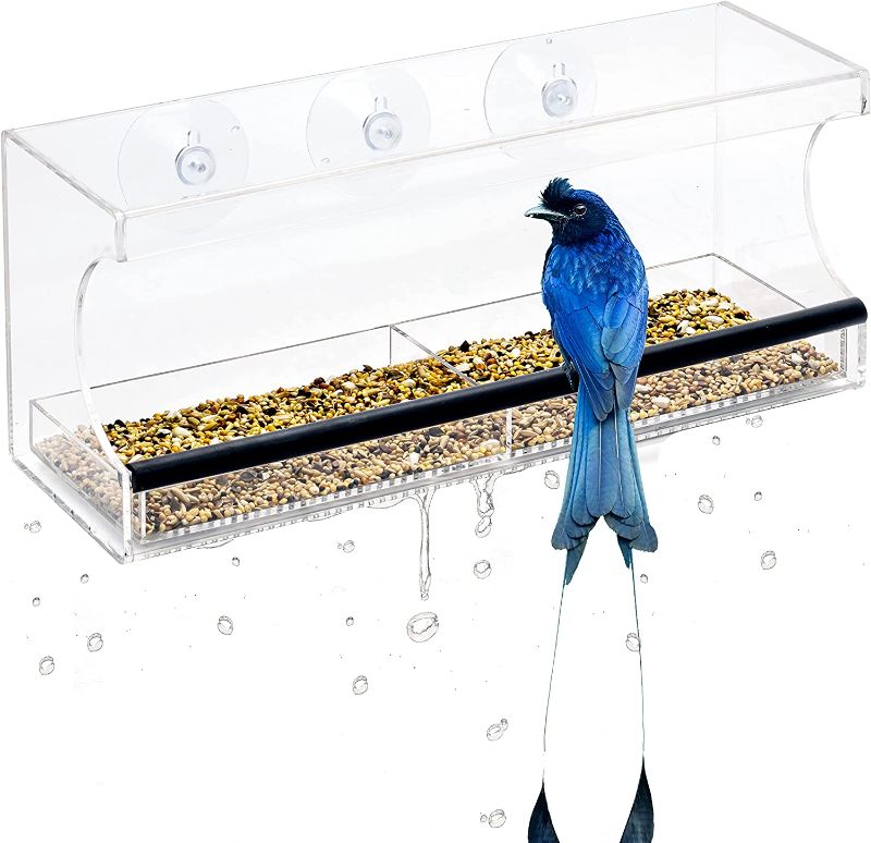 Photo 1 of Generic Bluebird Feeder with Strong Suction Cups, Removable Tray and Drain Holes for Any Season.Best for Wild Birds, Finch, Cardinal and Bluebirds.12X4X5 inches Smart feeders.
