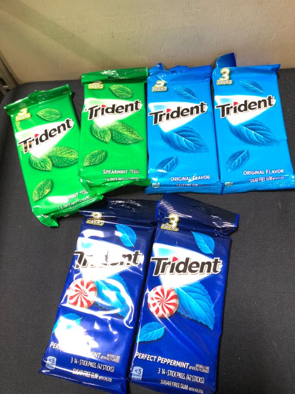 Photo 2 of 
Trident Sugar Free Gum Variety Pack, Spearmint, Perfect Peppermint & Original Flavors 6 pack 