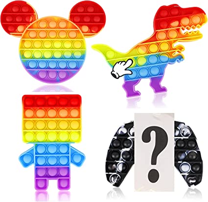 Photo 1 of Woplagyreat 4 Pack Pop Sensory Toy Popping Popper Anxiety Autism Stress Pressure Bubble Silicone Game Gift Special Need Kid Teen Adult Friend ADHD Robot Mouse

