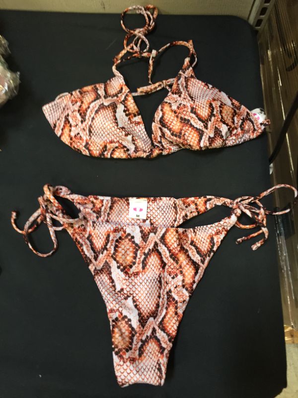 Photo 2 of SHEKINI Women's Triangle Bikini Halter String Bathing Suits Low Waisted Two Piece Swimsuit
Size: M