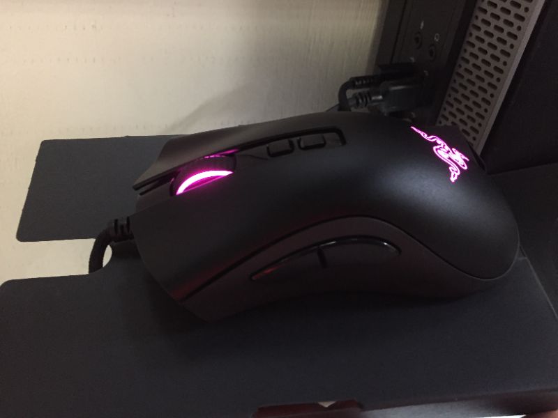 Photo 6 of Razer DeathAdder V2 Gaming Mouse: 20K DPI Optical Sensor - Fastest Gaming Mouse Switch - Chroma RGB Lighting - 8 Programmable Buttons - Rubberized Side Grips - Classic Black
