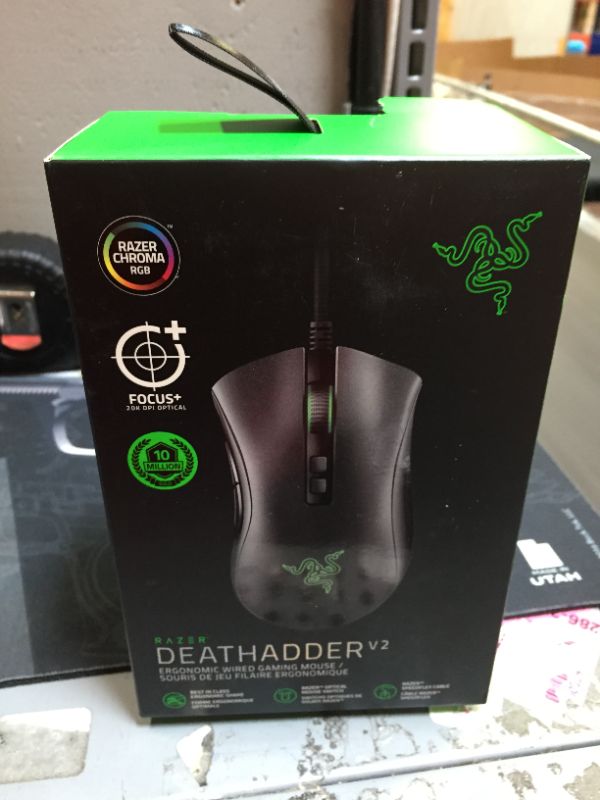 Photo 2 of Razer DeathAdder V2 Gaming Mouse: 20K DPI Optical Sensor - Fastest Gaming Mouse Switch - Chroma RGB Lighting - 8 Programmable Buttons - Rubberized Side Grips - Classic Black
