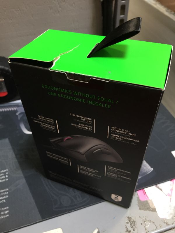 Photo 3 of Razer DeathAdder V2 Gaming Mouse: 20K DPI Optical Sensor - Fastest Gaming Mouse Switch - Chroma RGB Lighting - 8 Programmable Buttons - Rubberized Side Grips - Classic Black
