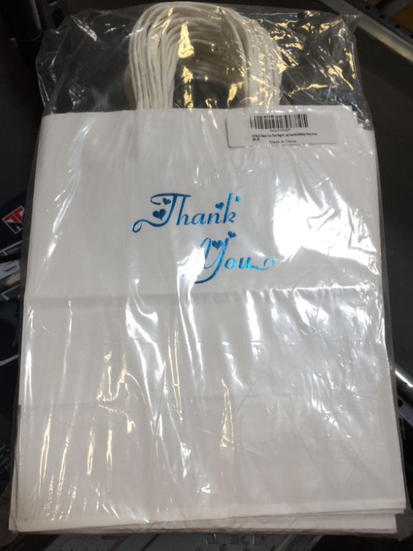 Photo 2 of 25 Pieces White Kraft Paper Bags with Reinforced Patch Paper Twist Handles Assorted Sizes 8.6x5.1x10.2in