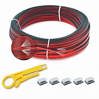 Photo 1 of 16/2 Gauge UL Hookup Electrical Wire 33FT Red Black Cable Extension Cord 12V/24V DC Cable, 14AWG 2 Conductor Flexible Low-Voltage Tinned-Copper Wire for LED Ribbon Lamp Car Audio Automotive Trailer
