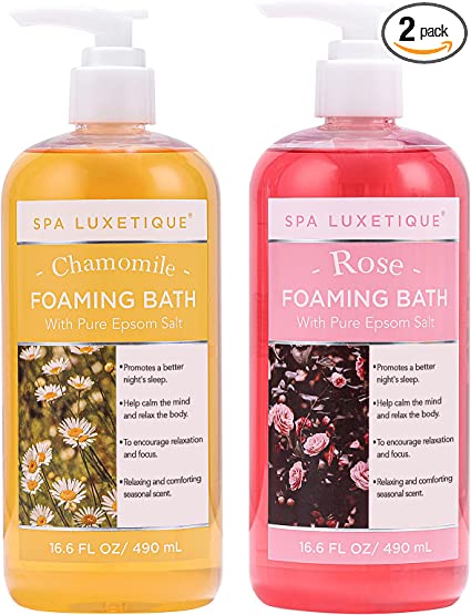 Photo 1 of Bubble Bath, Spa Luxetique Foaming Bath for Women with Pure Epsom Salt, Bath Sets Rose and Chamomile Scent, Mother's Day Gift, Moisturizing and Relaxing Spa Gifts for Women, 33.2 Oz (2 Pack)
