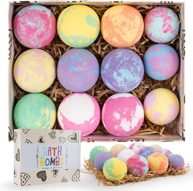 Photo 1 of Bath Bombs Gift Set 12?Bath Bomb for Women Kids?Contains Organic Natural Essential Oils, Bubble Bath,Best Birthday Gift, Valentine's Day Gifts, Mother's Day Gifts, Christmas Gifts
--- Factory sealed ----