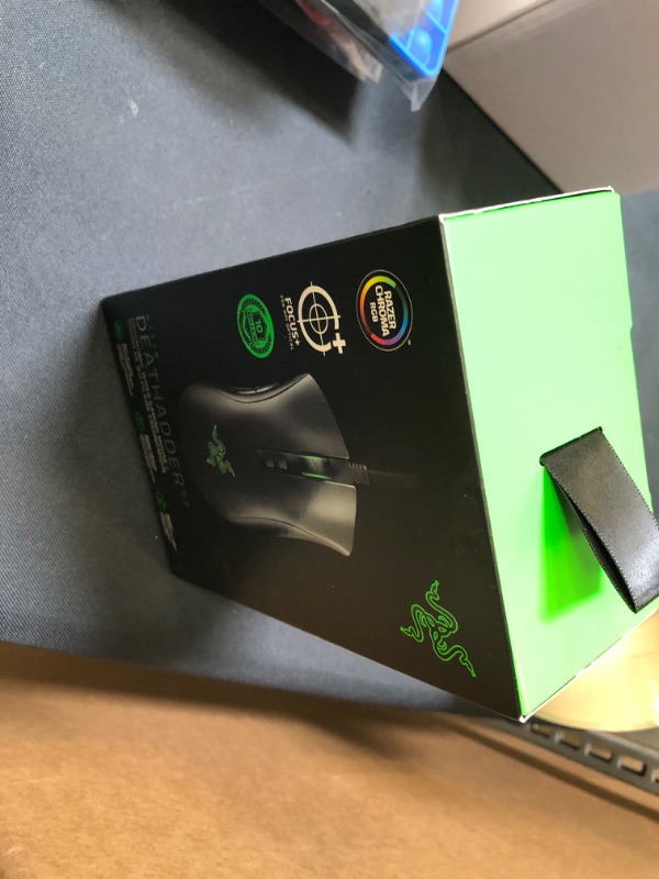 Photo 2 of Razer DeathAdder V2 Gaming Mouse: 20K DPI Optical Sensor - Fastest Gaming Mouse Switch - Chroma RGB Lighting - 8 Programmable Buttons - Rubberized Side Grips - Classic Black
--- Factory sealed ----