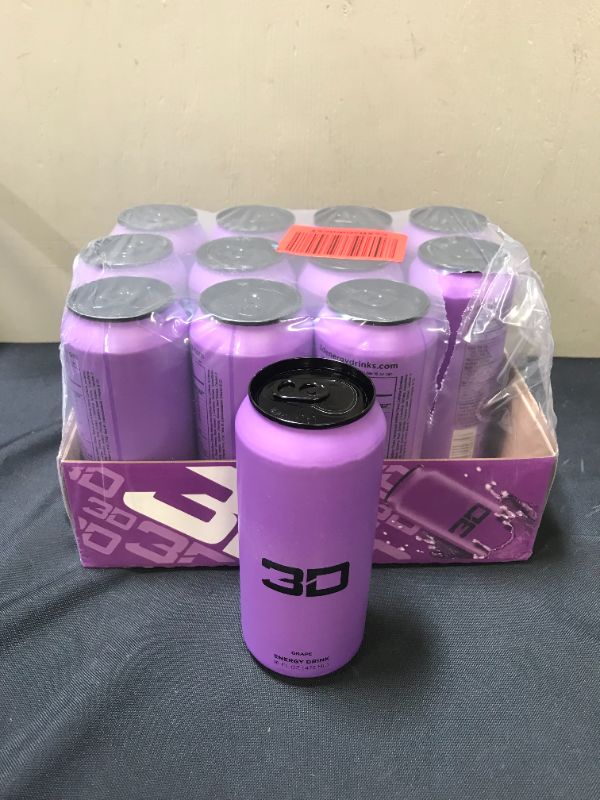 Photo 3 of 3D Energy Drink - Purple - 12 Pack (EXP: 11/02/2023
