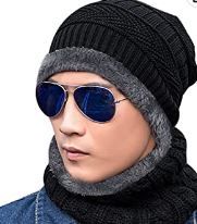 Photo 1 of Winter Beanie Hats Scarf Set Thick Warm Slouchy Beanies Hat Knit Skull Cap Neck Warmer for Men Women
