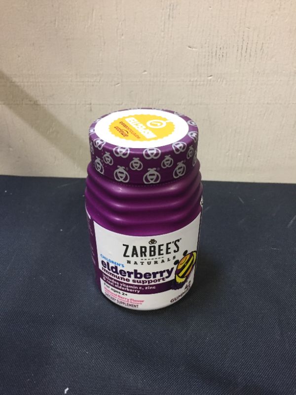 Photo 2 of Zarbee's Elderberry Gummies For Kids With Vitamin C, Zinc & Elderberry, Daily Childrens Immune Support Vitamins Gummy For Children Ages 2 And Up, Natural Berry Flavor, 42 Count
exp 07/2022(factory sealed)