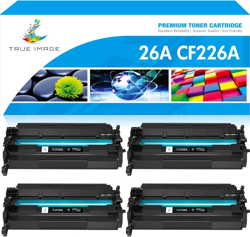 Photo 1 of TRUE IMAGE Compatible Toner Cartridge Replacement for HP 26A CF226A 26X M426 Laserjet Pro M402n M402dw M402dn M402 MFP M426fdw M426fdn M426dw CF226X Printer (Black, 4-Pack)
