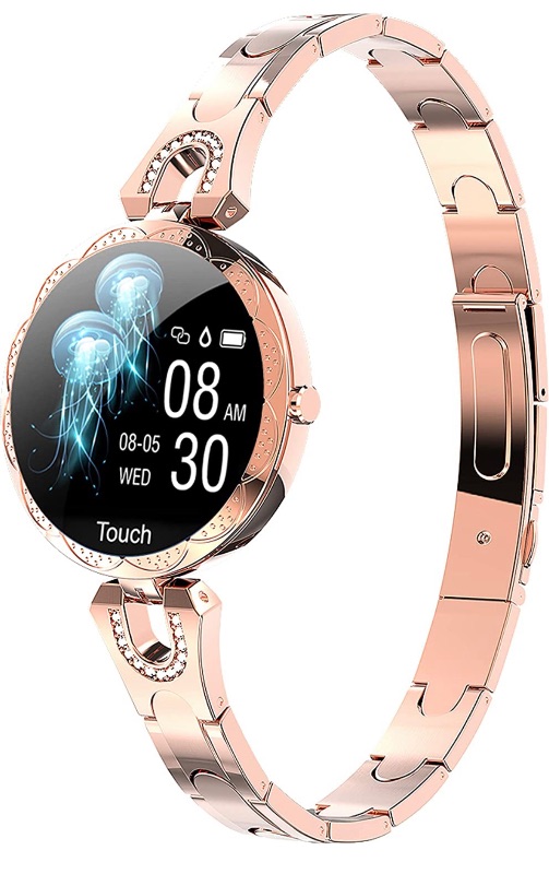 Photo 1 of Smart Watch for Women,Waterproof Fitness Tracker for Android iOS Heart Rate Monitor Blood Pressure Luxury Rose Gold Crystal Smart Bracelet Calorie Counter Pedometer Call Message Reminder Sleep Tracker